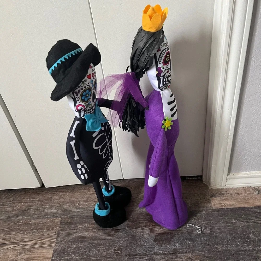 Day of the Dead Skeleton Couple‎ Plush Dolls Halloween Decor
